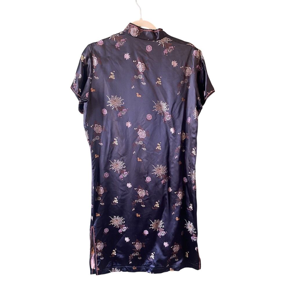 Cheongsam Dress Womens Large* & Purse Black Satin Geisha Oriental Asian Mini - Picture 4 of 16